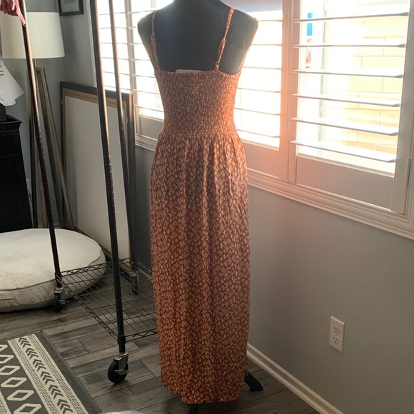 Chic Angie Orange Cactus Patterned Maxi Dress NWT - Picture 3 of 4